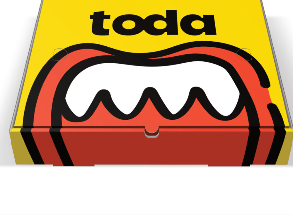 Caixa família Toda Pizza, vista de cima